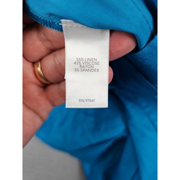 J Jill Pintucked Linen-Stretch Slim-Leg Pants NWT Medium BLUE Retail $79 - Picture 6 of 9